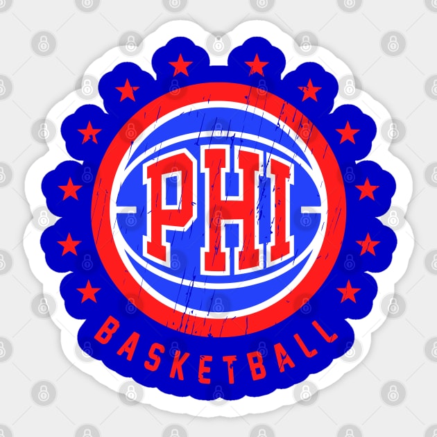 PHI Basketball Vintage Distressed Sticker by funandgames